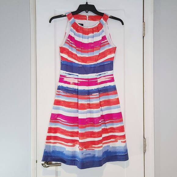 Nine West Striped Fit & Flare Dress - Picture 1 of 7